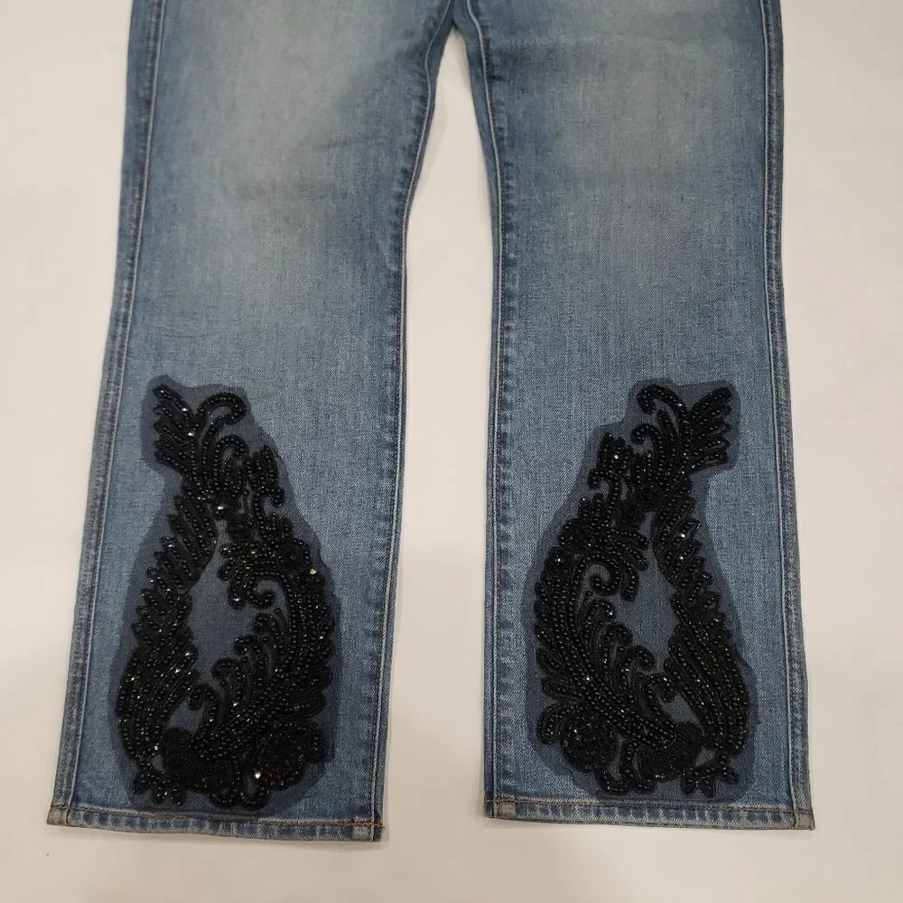 7FAM Edie Black Rhinestone Satellite Sky Jeans - Picture 5 of 17